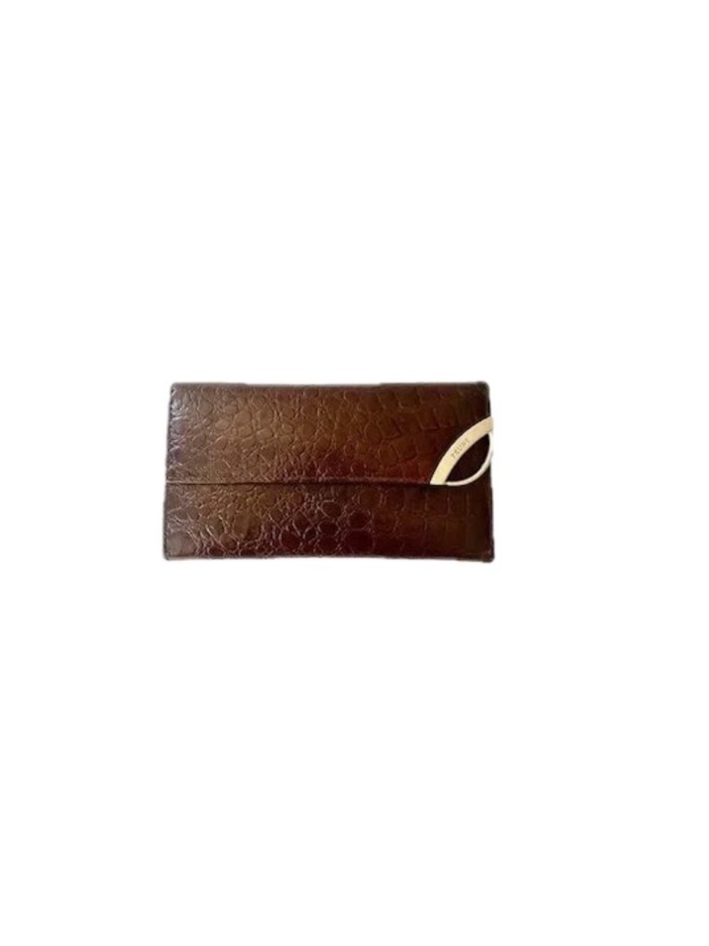 Prune Brown Croc Embossed Leather Womens Wallet Tri-fold Argentinian Leather EUC